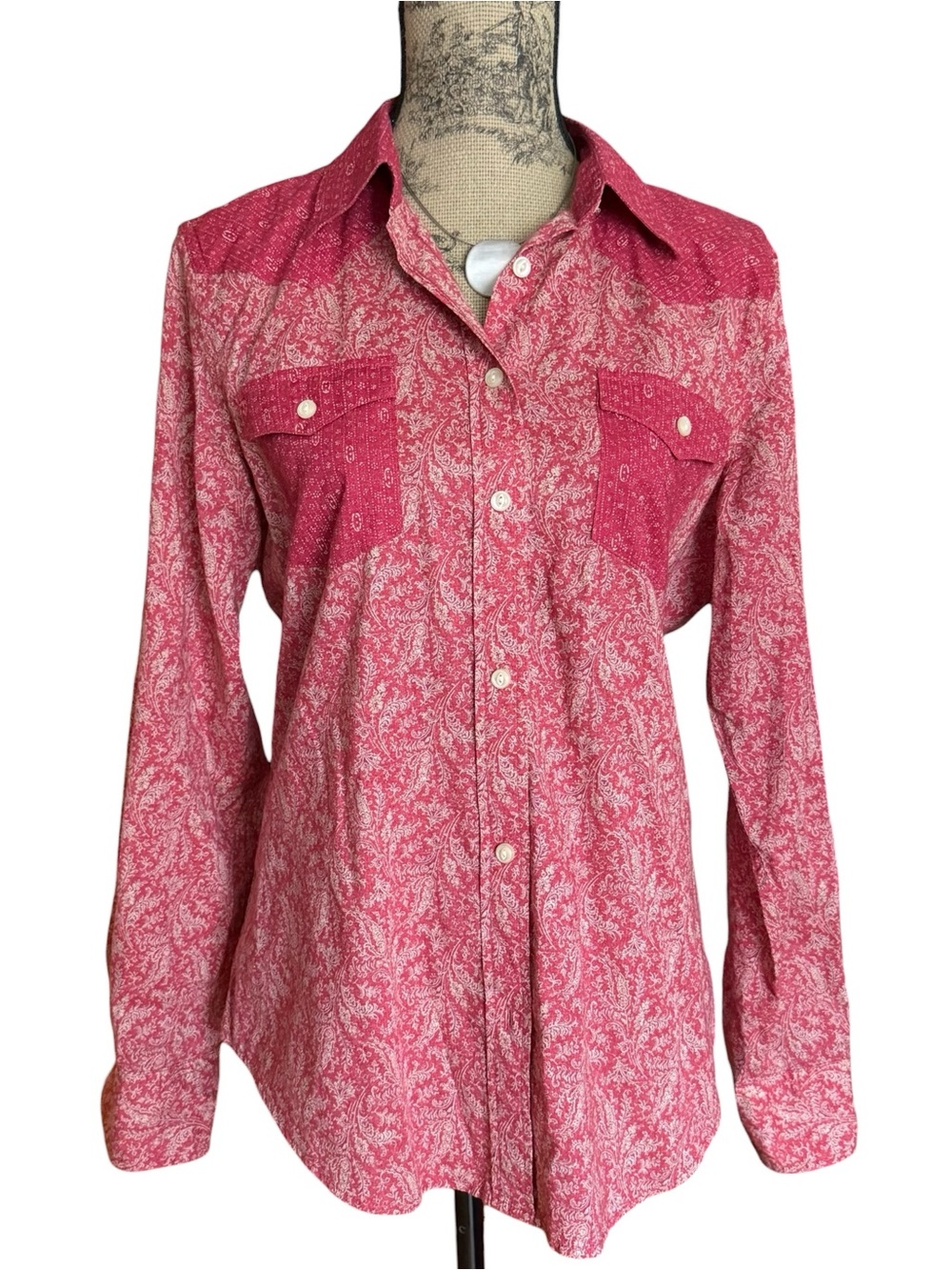 Vintage Lauren Ralph Lauren Red Paisley Button-Up Shirt Size L